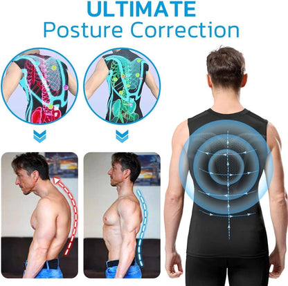Pukmqu Gfouk Menionic Tourmaline Posture Correction Vest, Version Ionic Shaping Sleeveless Shirt, Posture Correction for Men, Back Support Vest